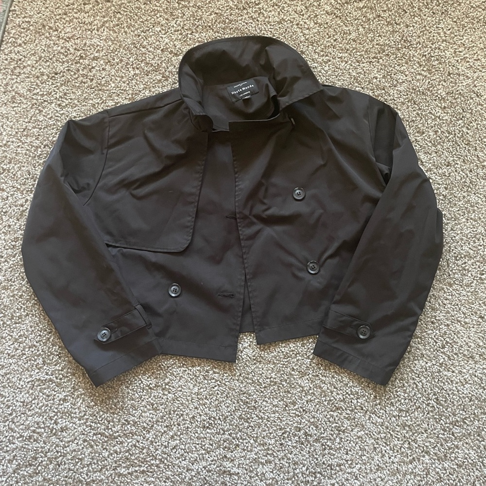 Haute Moda Black Cropped Trench Jacket